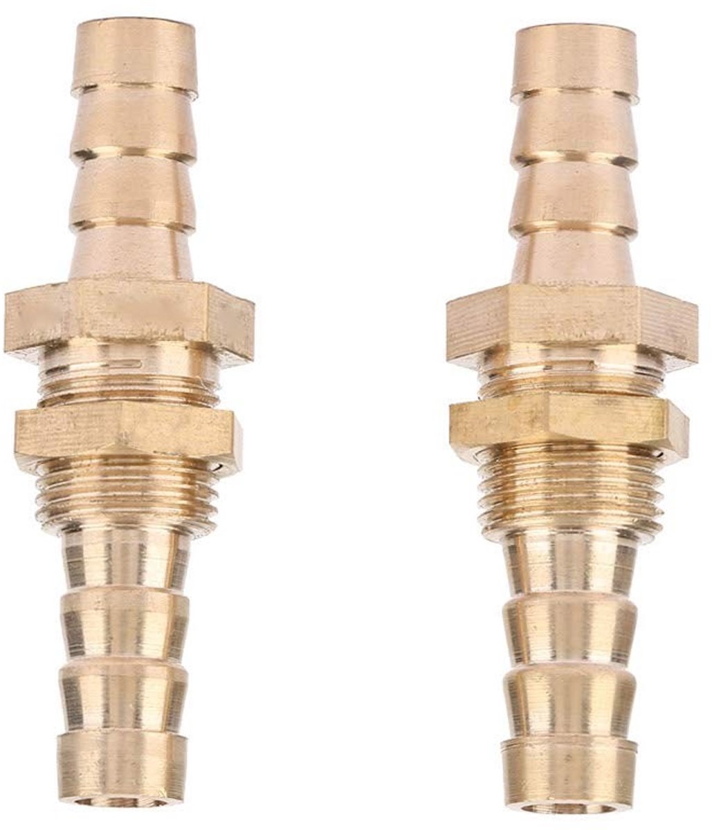 Dailygoods - Dailygoody - Slang Barb Messing Koppeling - 2 Stuks - Sterke Verbinding - 10 Mm - Adapter Connector - Geschikt voor Pijpverbindingen - Messing