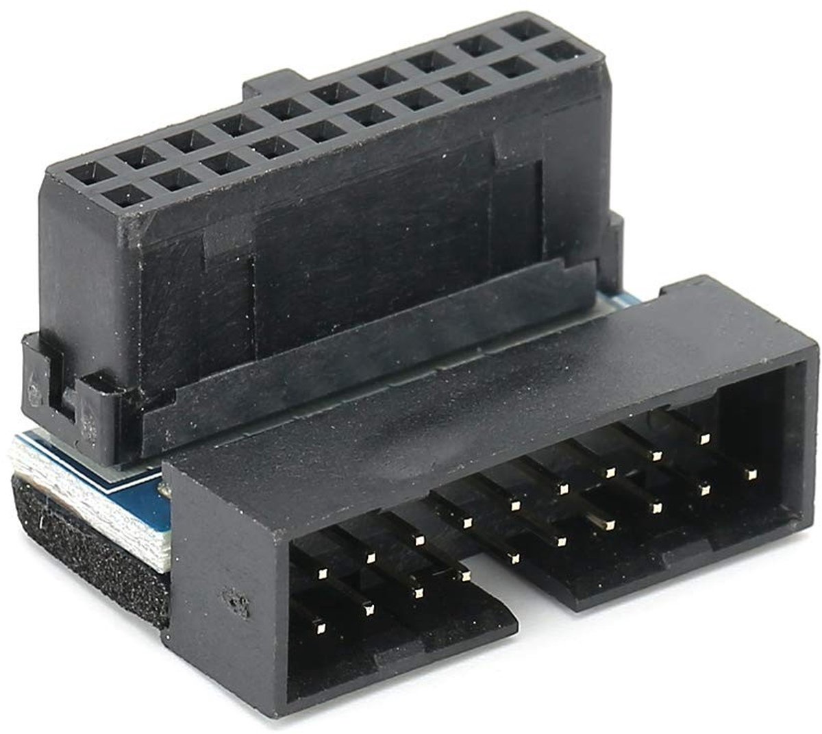 Dailygoods - Dailygoody - USB 3.0 Adapter - 19-pins Mannelijk naar Vrouwelijk - Compact Formaat - 90 Graden Schuine Aansluiting - Hoogwaardig Materiaal - Geschikt