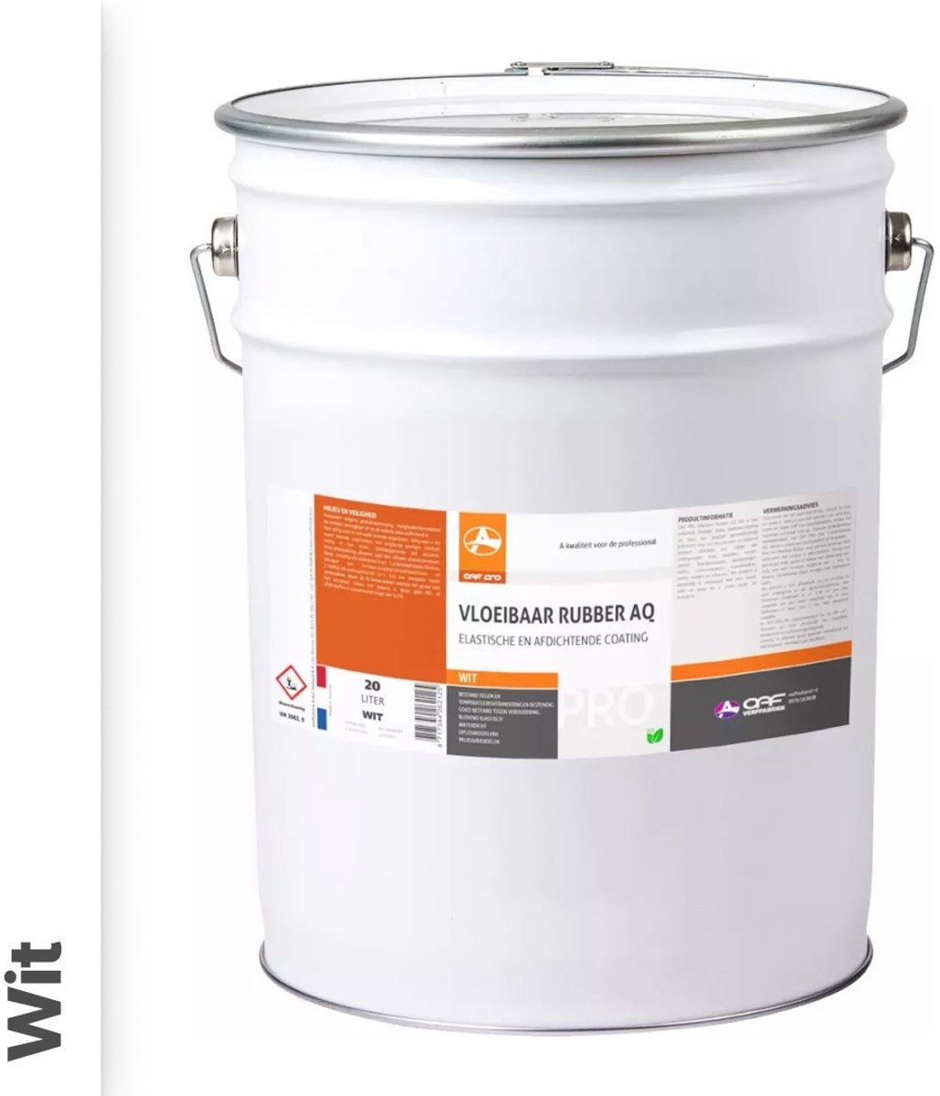 OAF PRO Vloeibaar Rubber AQ Wit 20 liter - UV-Bestendig - Dakbedekking - Afdichting - Dicht Scheuren en Kieren - In Wit, Grijs en Zwart