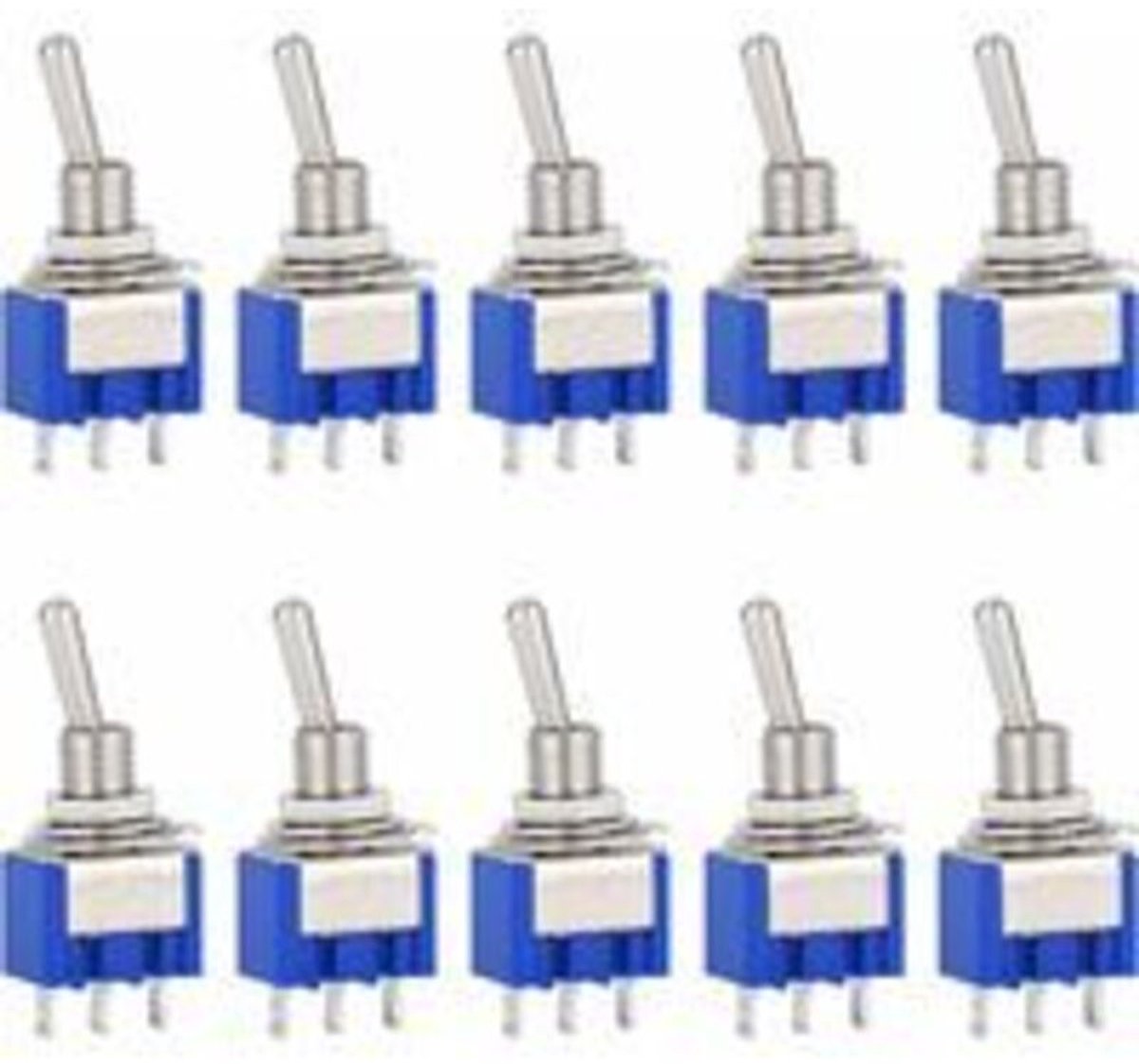 Image of 10 mini 3-pins 2-standen tuimelschakelaars (AC 125V 6A), geschikt voor Arduino-toepassingen in auto's, vrachtwagens, schepen en andere voertuigen.
