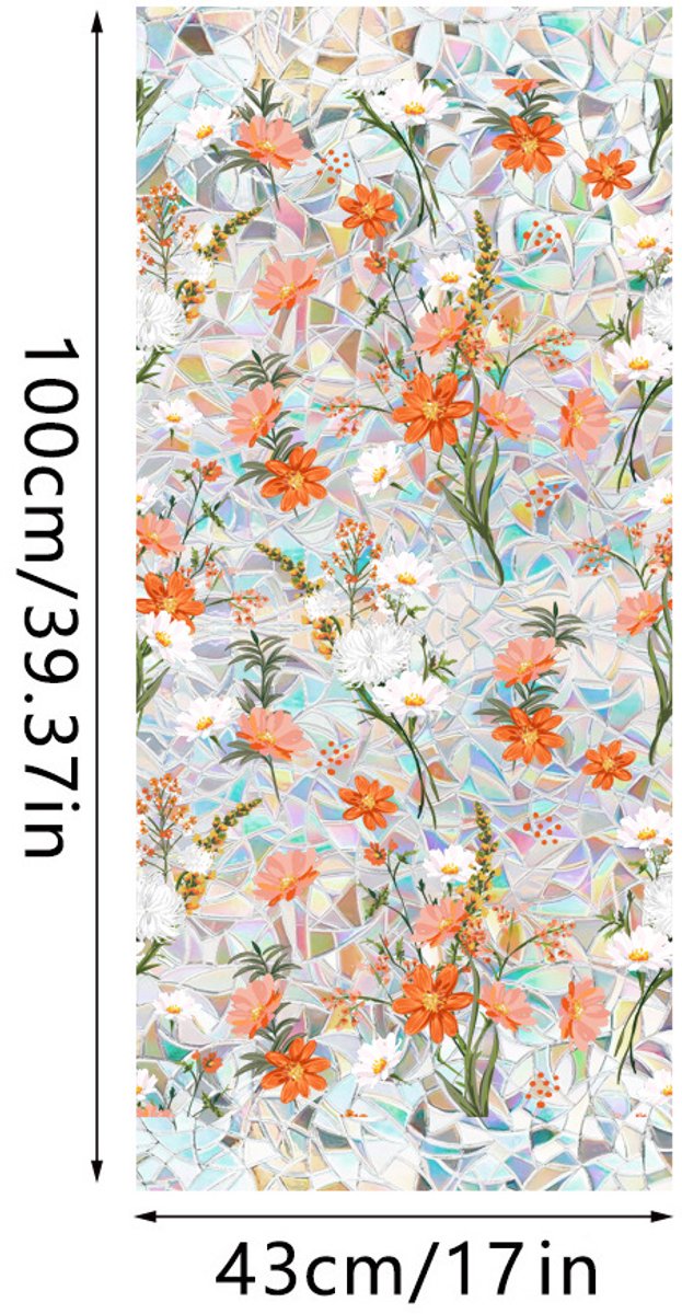 3D Regenboog Raamfolie- Anti-Inkijk - Isolerend & Zonwerend - 43x100cm – Statisch - Prisma Bejuweled EffectXCBL007