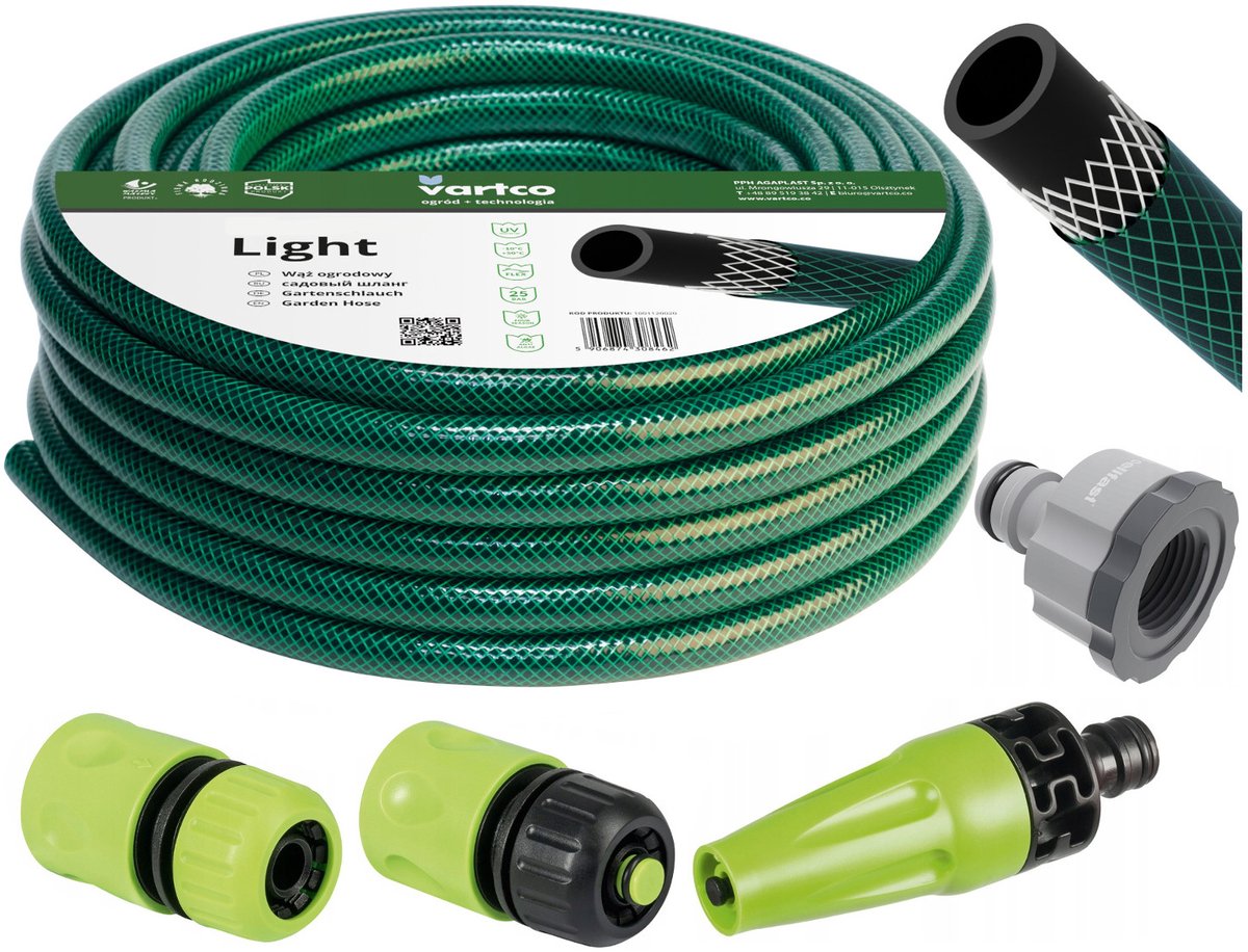 Vartco - Tuinslang 20m 1/2" Light met koppelstukken en sproeier