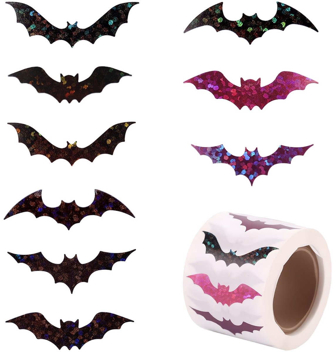 Dailygoods - 500 Stuks Zelfklevende Halloween Vleermuisstickers in Zwart en Roze