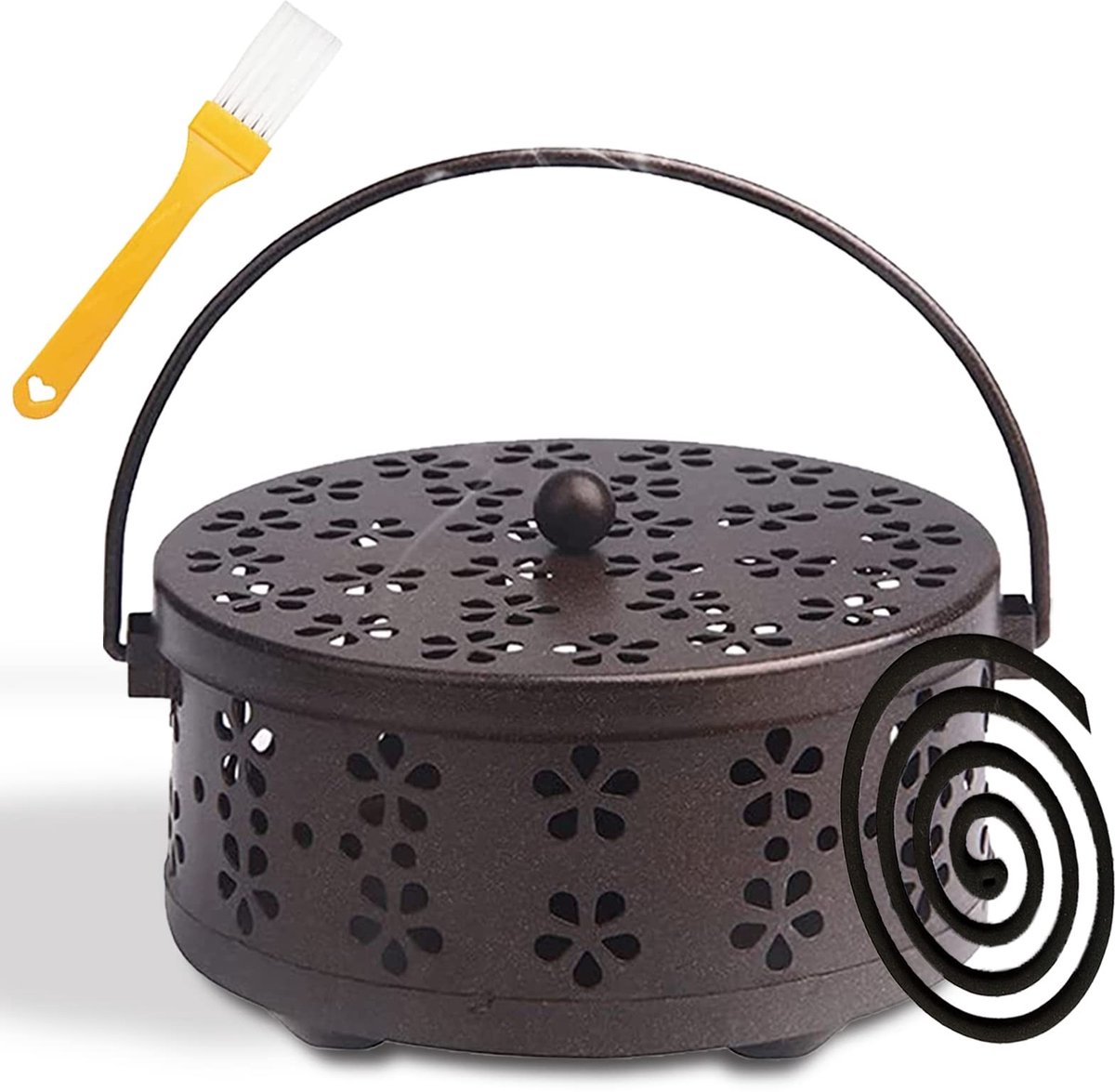 Dailygoods - Dailygoody - Mosquito Coil houder - Muggenspiraal-houder - Retro design - Zwart en bronzer - Draagbare oplossing - Geschikt voor binnen en buiten - Ro.