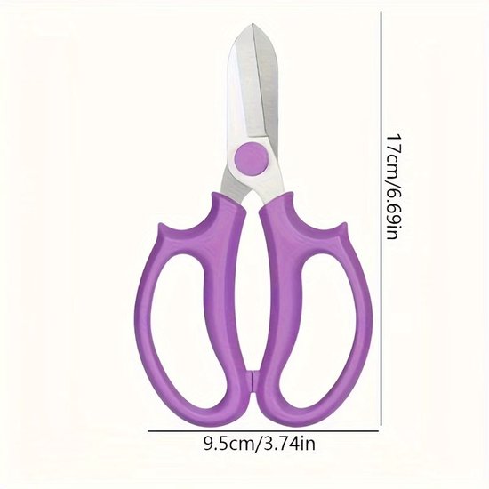 Snoeischaar voor Bloemen & Planten 17 cm - Paarse Multifunctionele Bloemenschaar met RVS 2Cr13 Bladen - Professionele Snoeischaar voor Tuinieren, Bloemschikken & Oogsten — afbeelding 5