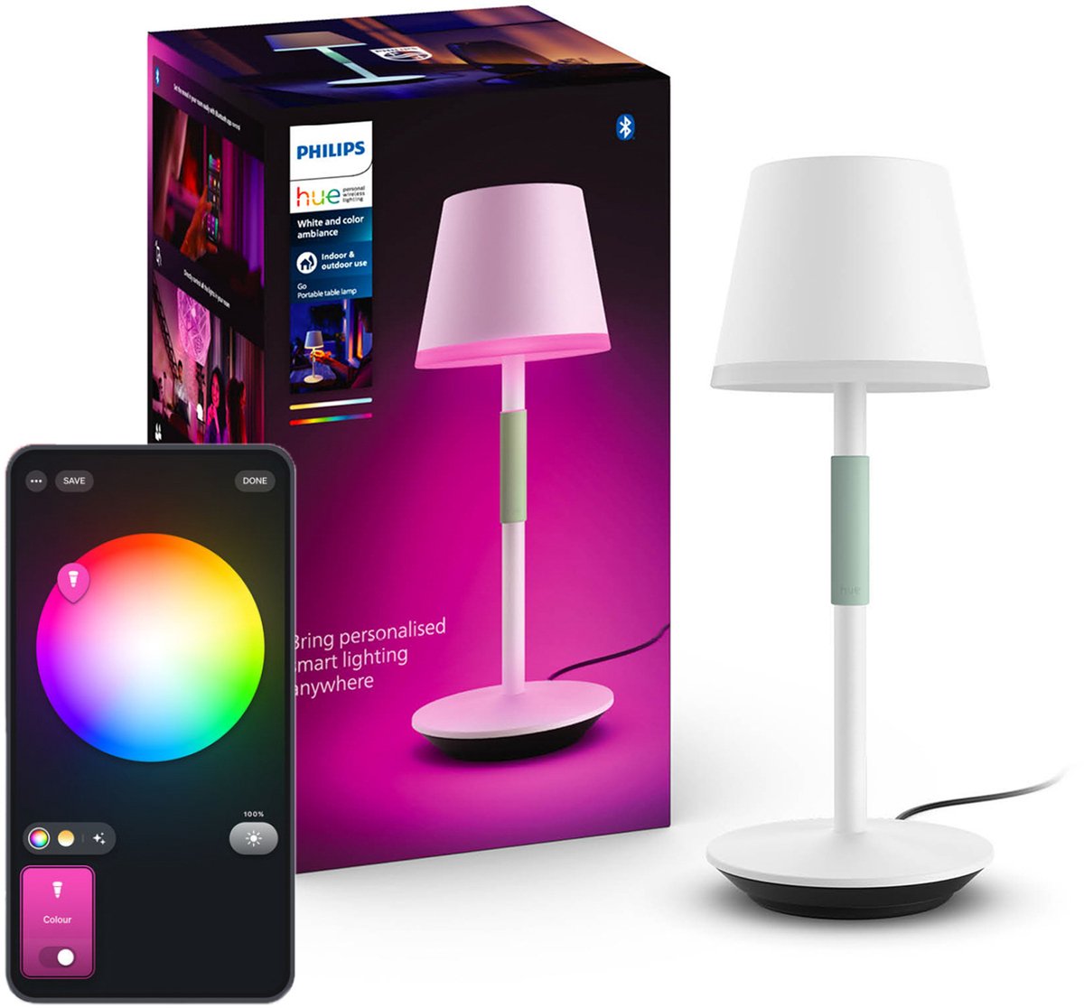 Philips Hue Go tafellamp - White and Color - wit
