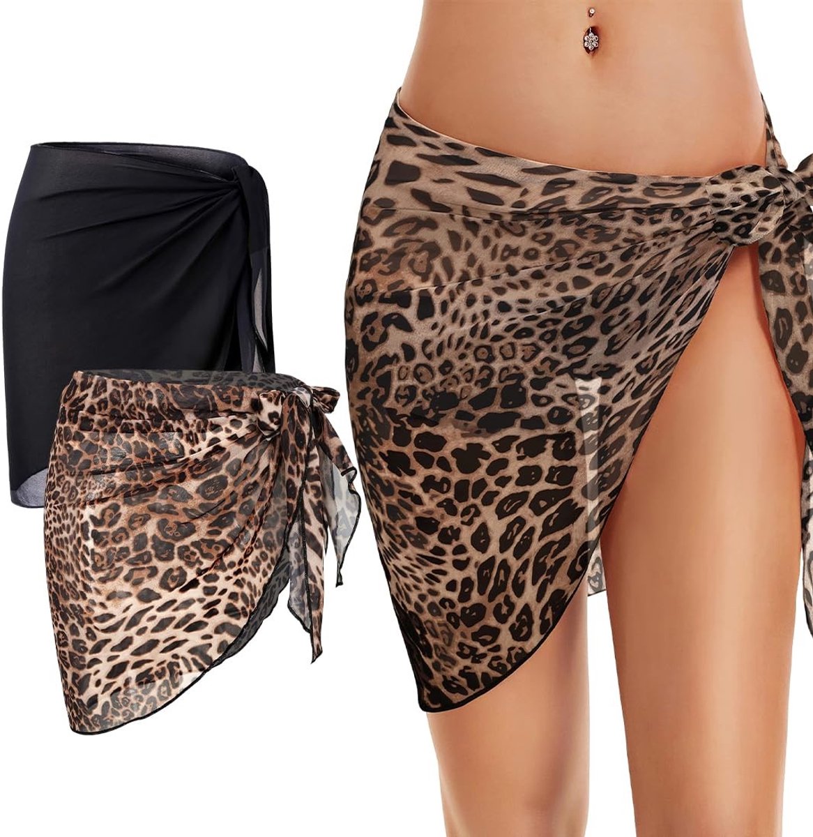 Dailygoods - Innovra - Dailygoods - Elegante Wikkelrok voor Dames in Zwart en Luipaardprint