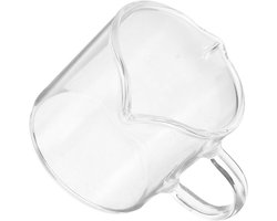 Kleine Glazen Kan voor Koffie, Sauskan, Melkkan Keuken met Dubbele Schenktuit voor Melkschuim, Compact voor Individuele Portie