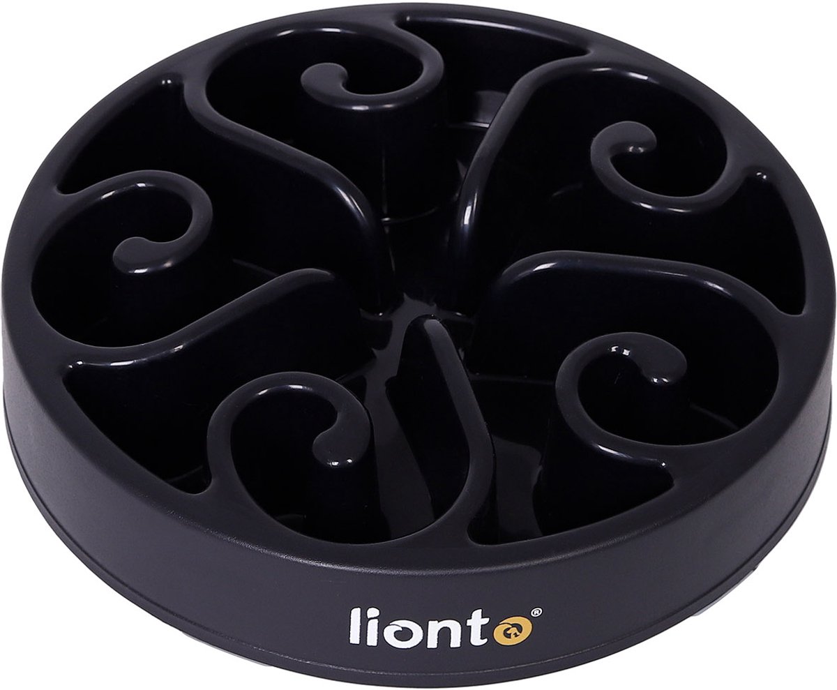 lionto Antischrokbak hond & kat, antislip voerbak Ø20 cm zwart