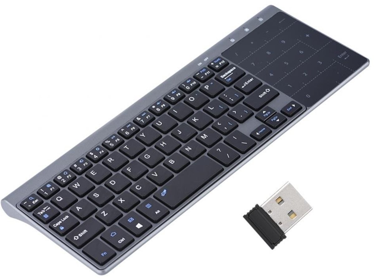 Dailygoods - Dailygoody - Mini Slim Draadloos Toetsenbord - Handheld Toetsenbord - Betrouwbare 2,4 GHz Verbinding - Draagbaar Formaat - TouchPad Functionaliteit - ...