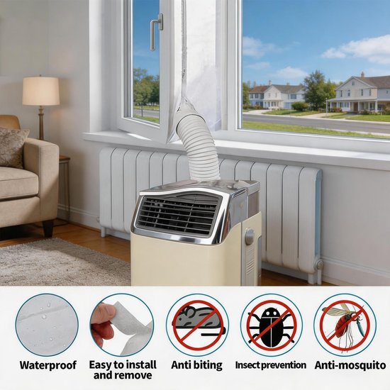Airco Raamafdichtingskit - 400 cm - Met Rits & Zelfklevende Tape - Luchtdicht & Waterdicht - Voor Mobiele Airco & Droger