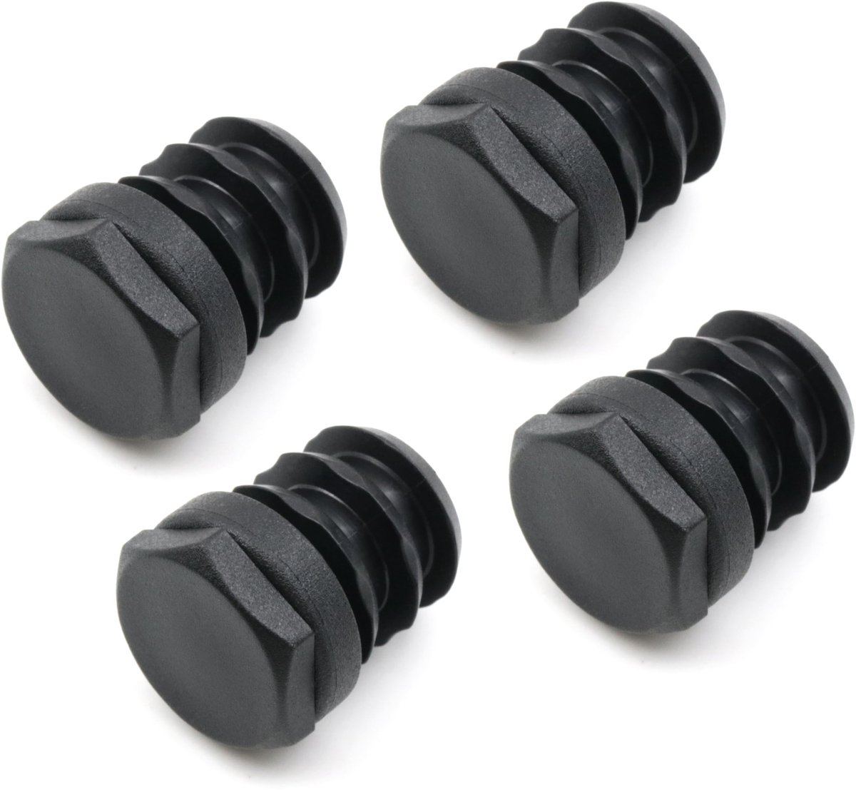 Dailygoods - Dailygoody - afstelstoppen - ronde buizen - 4 stuks - zwart - schroefdraadstop - ideaal voor stabiliteit - geschikt voor 22 mm buizen