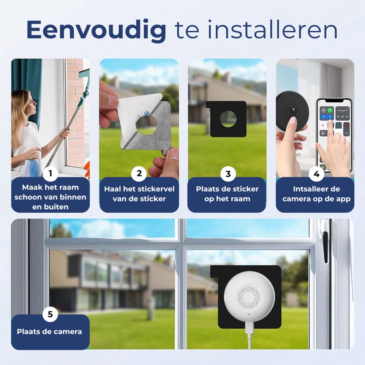 WB Goods Raamcamera 2K HD Bewakingscamera met Nachtzicht - afbeelding 2