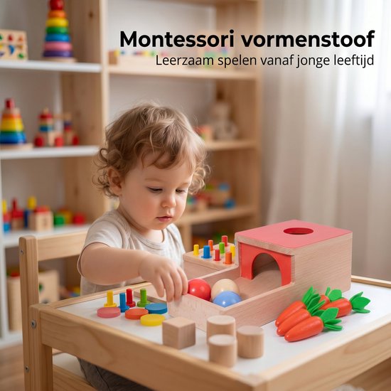 Montessori Vormen Stoof - Educatief Houten Speelgoed - 4-in-1 Sorteerspeelgoed - Activiteitenspeelgoed vanaf 1 Jaar — afbeelding 3