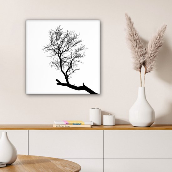 Silhouette d'une branche d'arbre 50x50 cm - Tirage photo sur toile (Décoration murale salon / chambre)