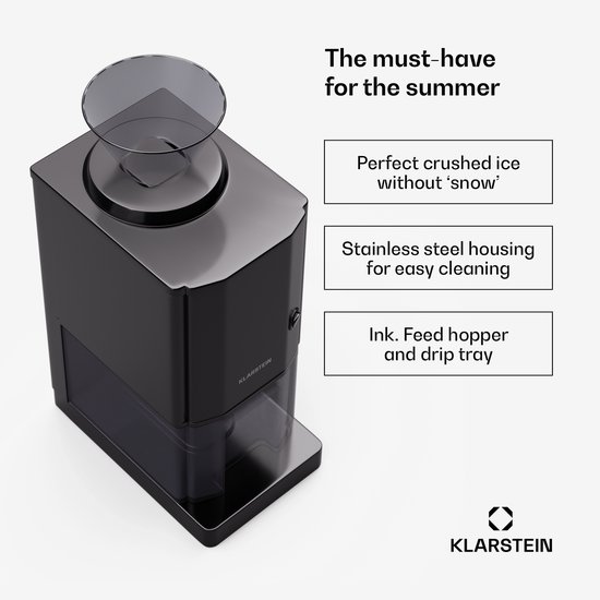 Klarstein Crushed Ice Machine - Roestvrij staal, 12kg/u, 3,5 liter reservoir, veiligheidsschakelaar, zuignapvoetjes, eenvoudig schoon te maken, ideaal voor feestjes,75 kg - Zwart van Klarstein — afbeelding 3