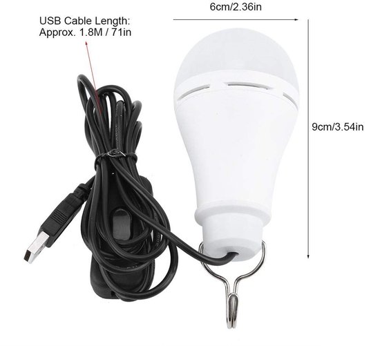 Dailygoods - Dailygoody - LED Lamp USB Oplaadbaar - Hanglamp voor Camping - 340 Lumen - Noodverlichting - 120 Graden Stralingshoek - Geschikt voor Garage en Visser... — afbeelding 2