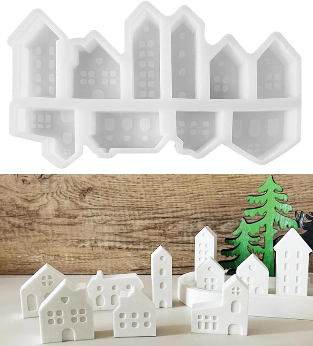 Creatieve Siliconen Mallen voor Mini Huizen - 10 Mallen voor Gips, Beton en Kaarsen Gieten
