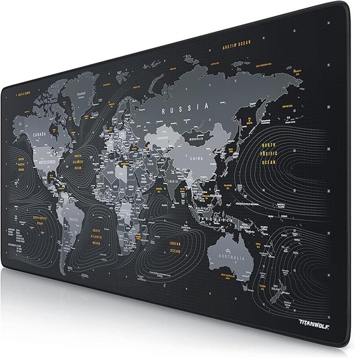 XXL Gaming Muismat Wereldkaart - 900x400mm - Titanwolf