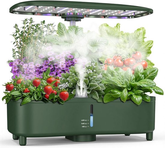 Hydroponisch Kweek Systeem voor Binnen, 15 Pods Kruidentuin Set met Automatische Timer, Volledige Spectrum LED Groei Lamp en Verstelbare Hoogte tot 51 cm, 5L Watertank voor Optimale Groei
