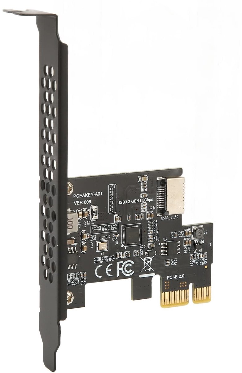 Allecto USB 3.2-uitbreidingskaart - Hoge Snelheid - Geschikt voor desktop - Zwart - USB 20-pins - Plug and play - Voor Windows 10 11
