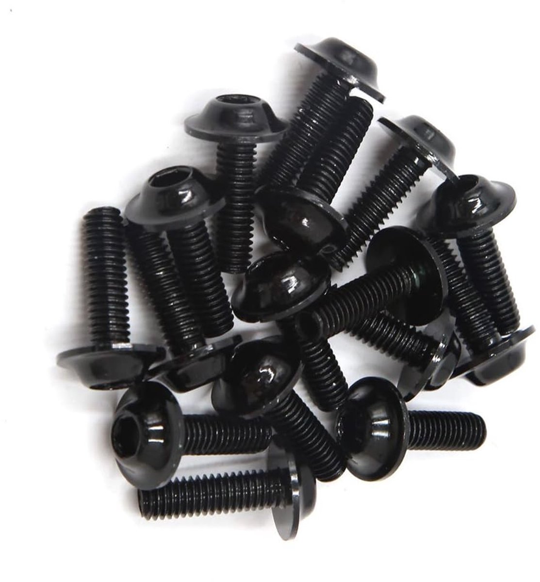 Allecto - 16Pcs Zwart Metaal M6 x 20mm Hex Hoofd Kuip Bouten - Hoge kwaliteit - Zwart - Motorfietsen - Vervangingsschroeven - Geschikt voor 1996-2023