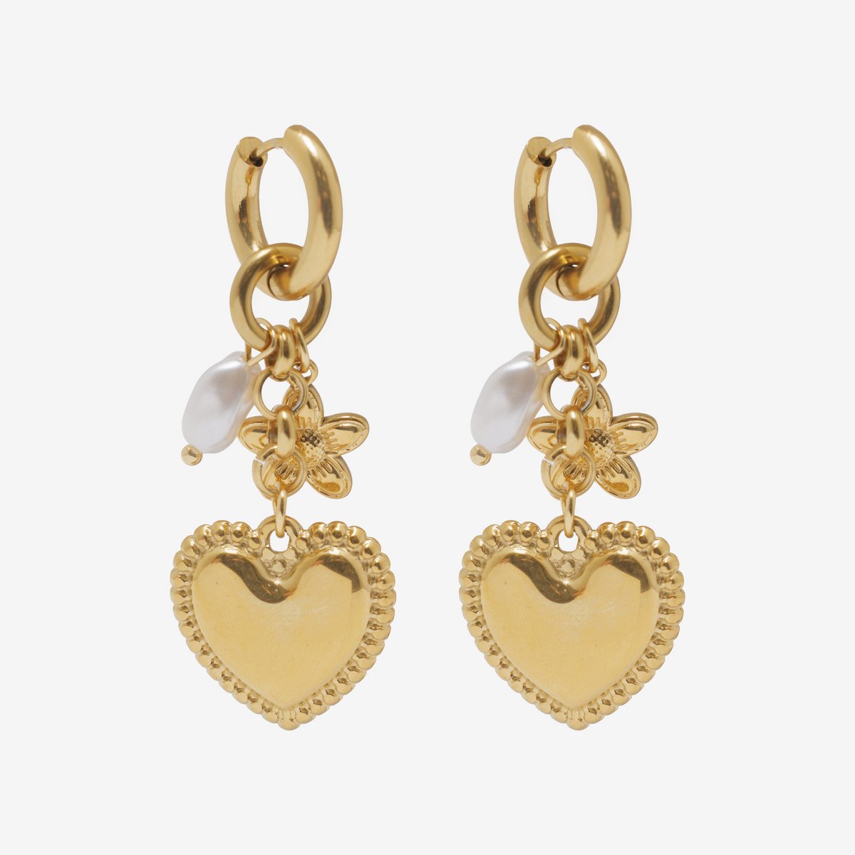 Essenza Heart Earrings Gold