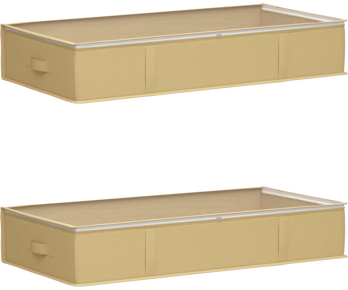 vidaXL - Opbergdoos - met - transparant - bovenraam - 2 - pcs - Crèmekleurig