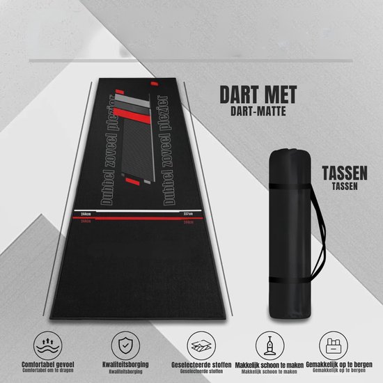 KAD® Dartmat Met Oche - Dartmat - Dartsmat - Zwart - 297cm x 66cm x 297cm van kad — afbeelding 3
