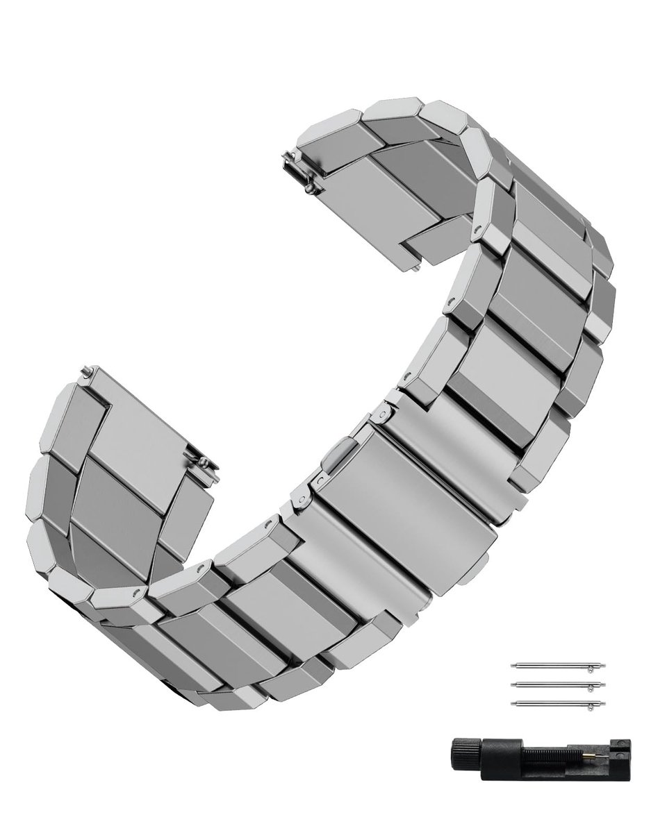 NTHProducts - 22 mm horlogeband - vervangende horlogeband - quick release - zilver - geschikt voor smartwatch en horloge - stijlvol en duurzaam - perfe...