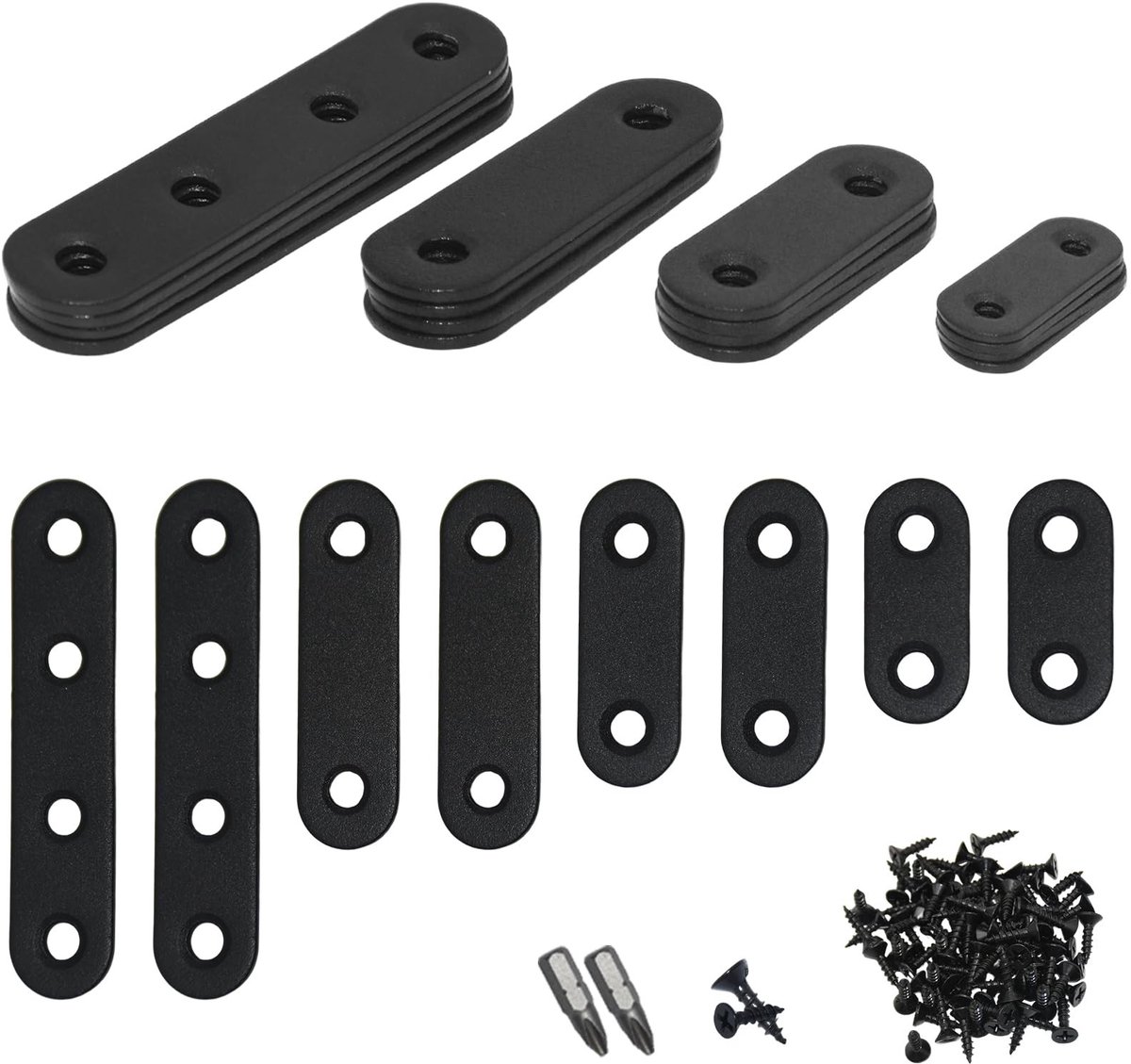 NTHProducts - Flat Connectors - Furniture Connectors - Voor Reparaties - Zwart - Houten Connectors - Versterk je Meubelstukken - Geschikt voor Diverse ...