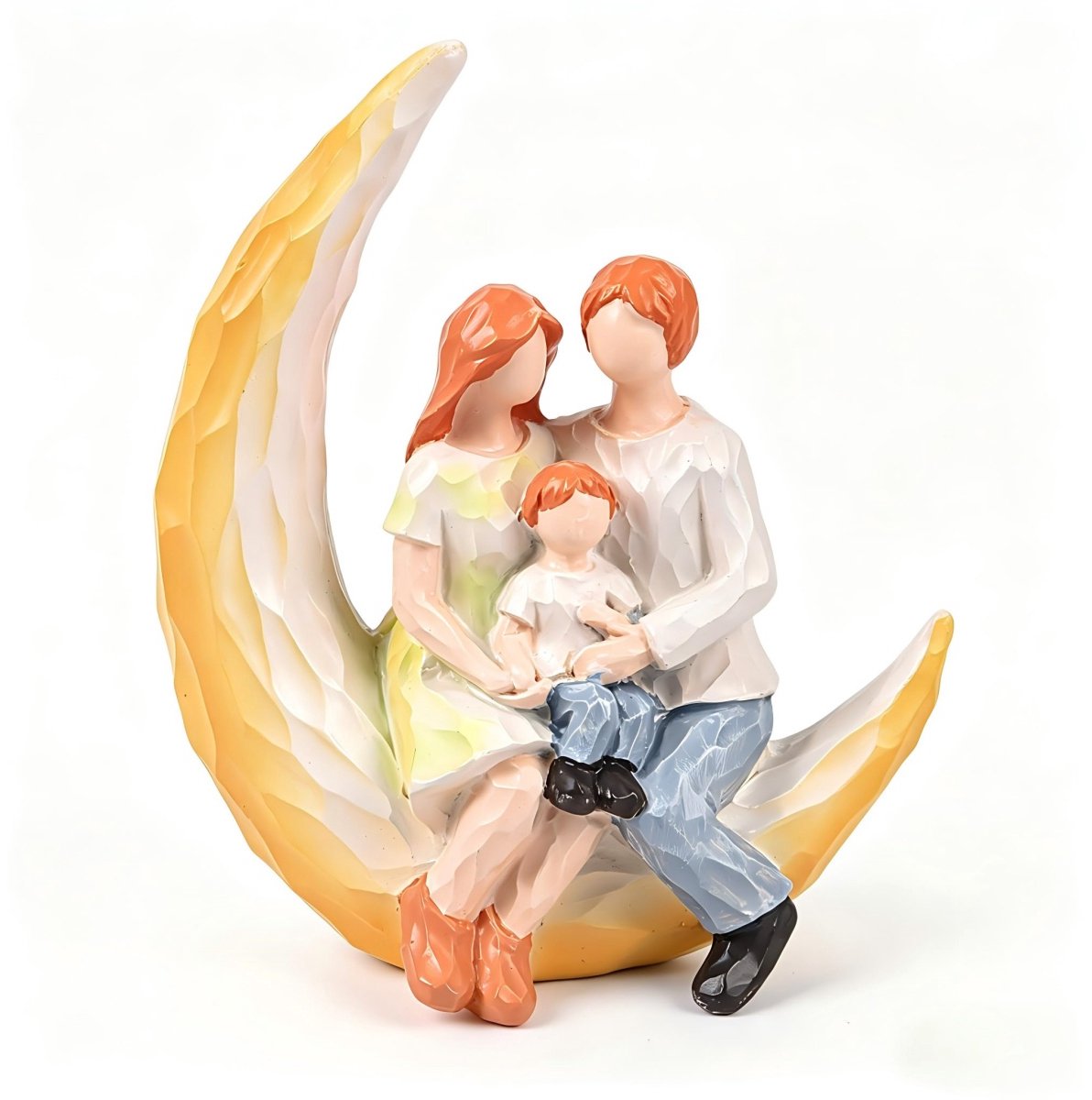 longziming -Familiebeeld - Familiefiguur - Hars Beeld - Handgeschilderd Detail - Veilige Afgeronde Randen - Hoogwaardige Hars - Levensachtige Uitwerking - Ideaal Voor Planken - 1 Stuk