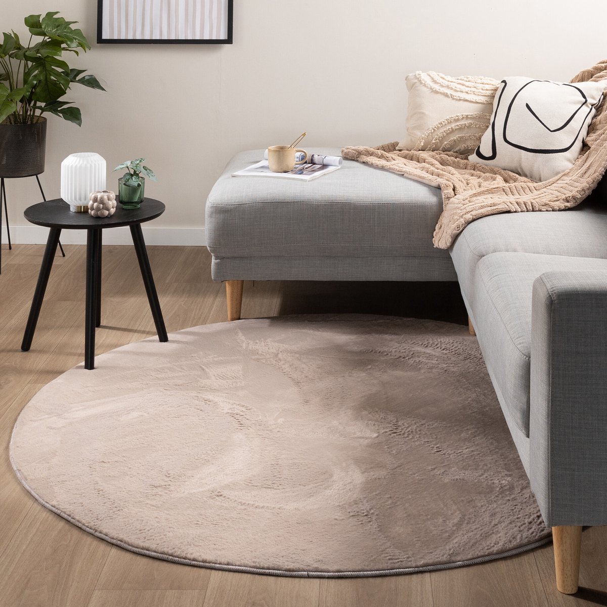 NATURL. Rond laagpolig vloerkleed - Cozy Taupe - Ø 100cm