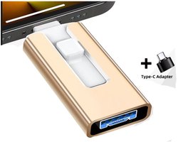 carmdering - 4-in-1 USB-flashdrive - 256 GB Snelle USB Flash Drive: Perfecte Opslag voor Foto's, Video's, en Bestanden – Externe Gegevens opslag, Plug-and-Play - Ontwerp met meerdere interfaces, geschikt voor mobiele telefoons, tablets en computers