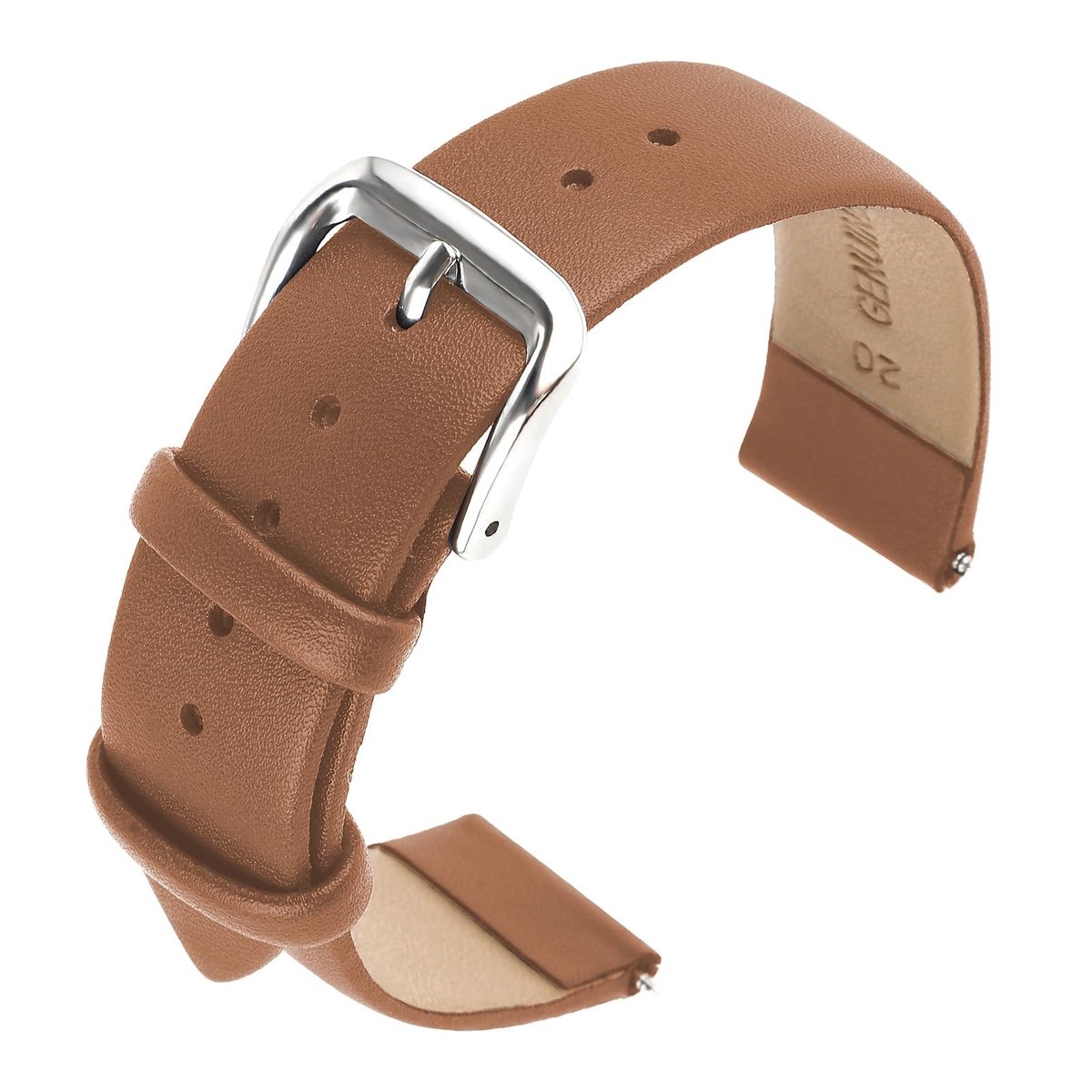 Allecto - Horlogeband - Lederen horlogeband - Snelle vervanging - Zwart, bruin, blauw - Horloge-accessoires - Geschikt voor mannen en vrouwen - 20 mm