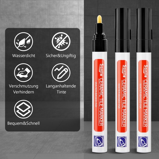 Allecto - Joint Pen - Tegelherstelpen - 12 stuks - Zwart - Waterdicht - Grout Pen voor Muren en Vloeren - Geschikt voor Badkamers - Joint Pen Zwart — afbeelding 5
