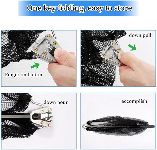 MTTProducts - Fishing Landing Net - Vouwnet - 130 cm - Zwart - Verstelbare Hengel - Ideaal voor visliefhebbers - Robuuste constructie van Mttproducts — afbeelding 4