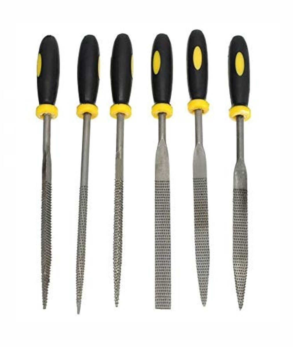 Byshayne - Mini Files Set - 6-delige set - Handgereedschap voor houtbewerking - Geel - Vijlenset voor hobbyisten - Ideaal voor gedetailleerd werk