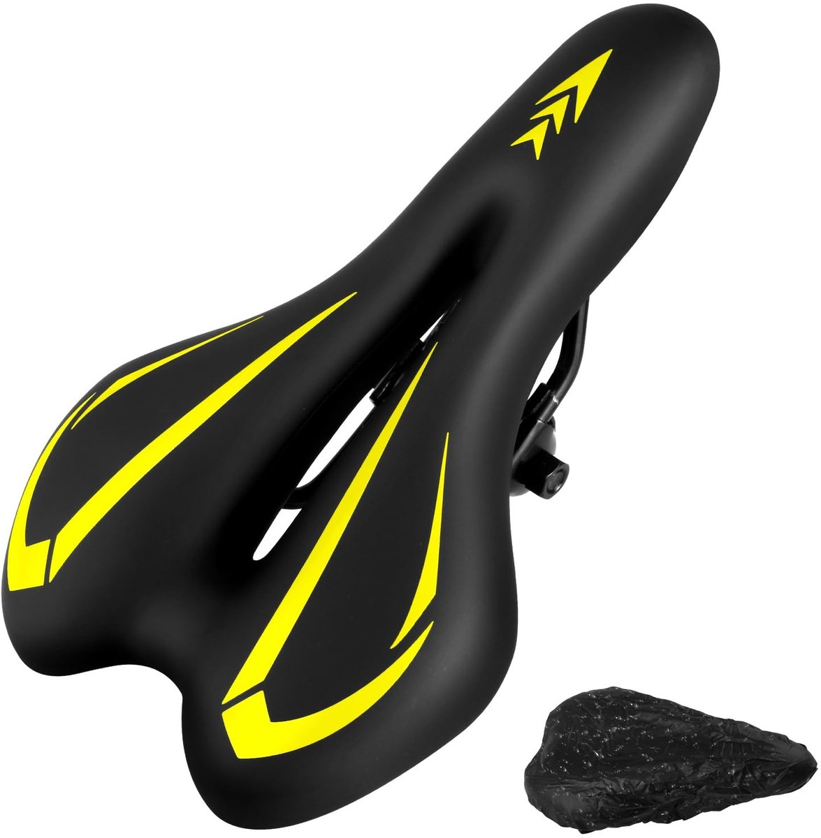MTTProducts - Gel Bicycle Saddle - Comfortabele Fiets Zadel - Waterproof - Geel - Fietsaccessoires - Geschikt voor mannen en vrouwen - Gel zadel voor d...