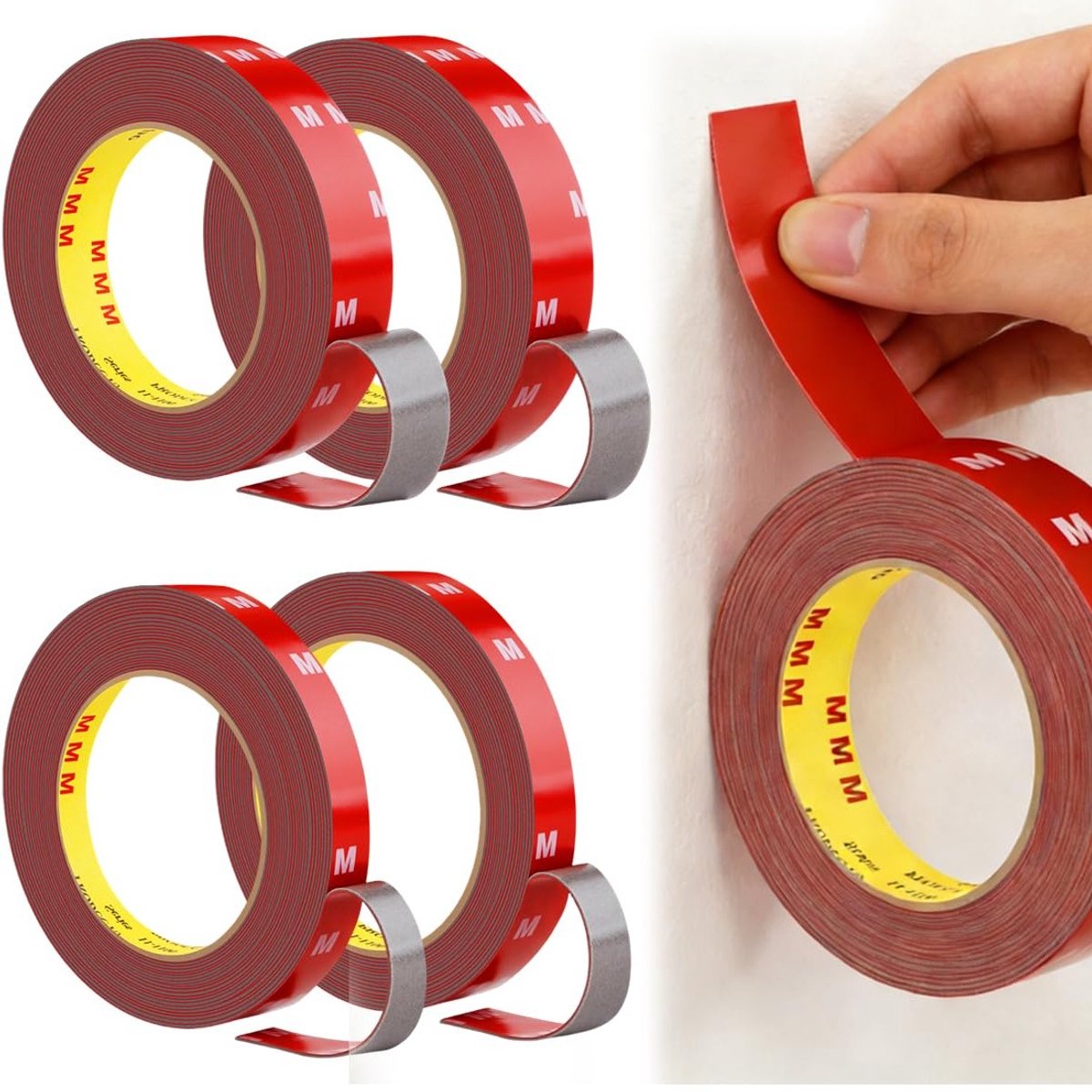 Set van 4 Dubbelzijdige Plakbanden, Breedte 12mm, 15mm, 20mm voor Thuis, Kantoor en DIY Projecten