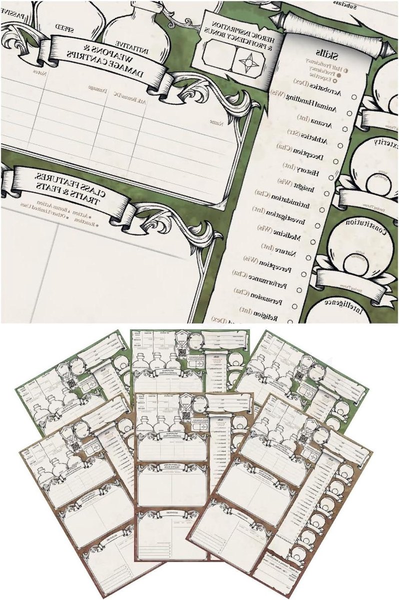 DND Tekenbladen - Tekentablet Set - Spel Ontwerp - Herbruikbaar Oppervlak - 30 cm - Wit