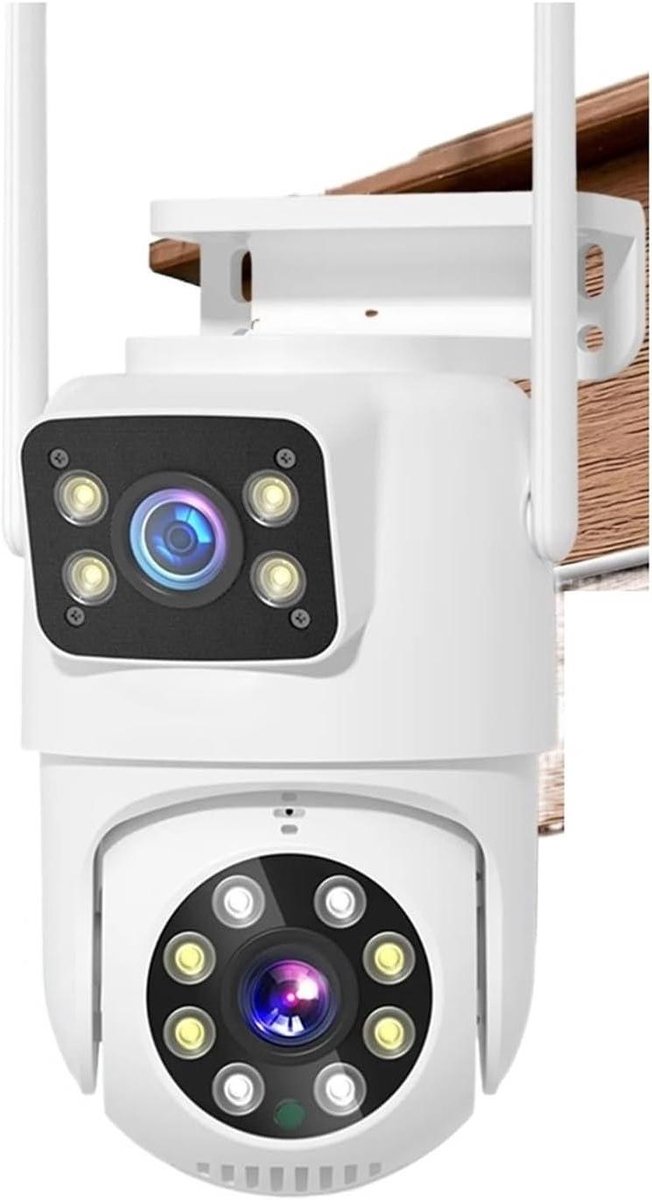 Beveiligingscamera - WIFI Camera PTZ - Buitenbewaking - Dubbele Lens Dual Screen - 8MP 128G - Wit