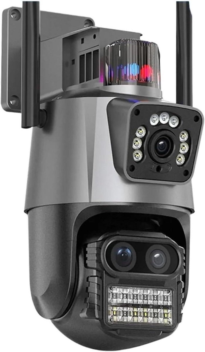 Beveiligingscamera Wifi - IP Camera PTZ - Huis Beveiligen - Dubbele Schermen Nachtzicht - 12MP 8x Zoom - Zwart