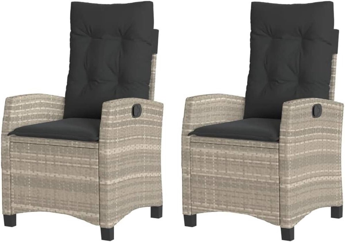 Tuinstoelen - Loungestoel Buiten - Buiten Ontspannen - Verstelbare Rugleuning - 2 stuks - Lichtgrijs