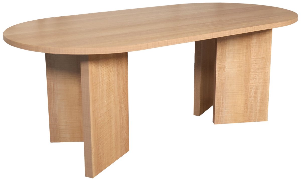 Lizzely Garden & Living Salontafel Japandi ovaal lichtbruin melamine 120cm Hano japanse bijzettafel