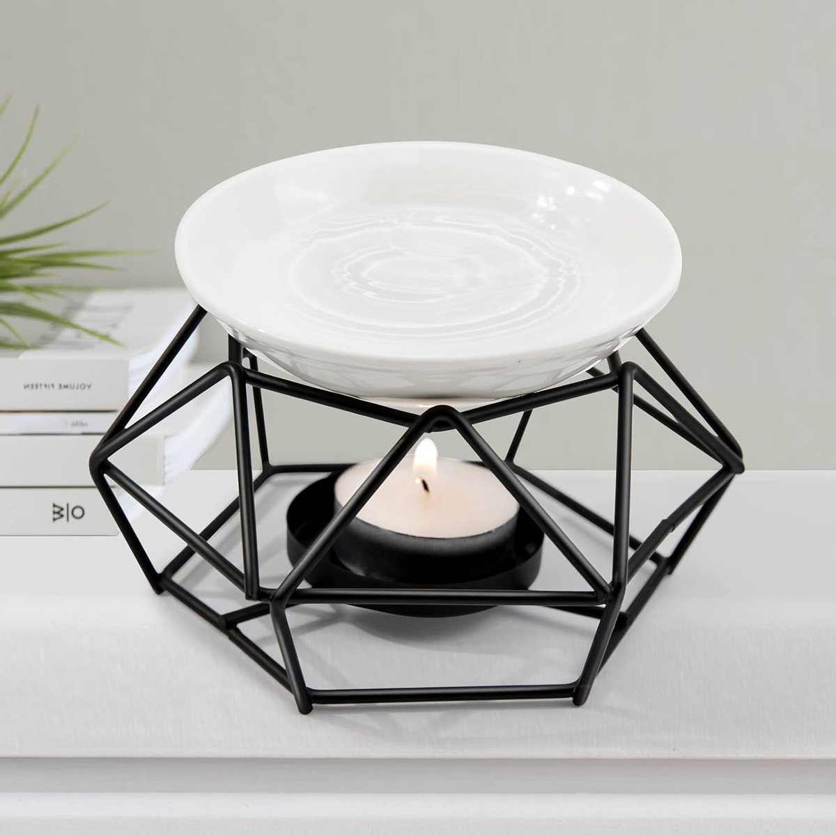 Geometrische oliebrander van metaal en keramiek, geur diffuser en kaarsenhouder voor woonkamer, slaapkamer en yoga decoraties, perfect als cadeau