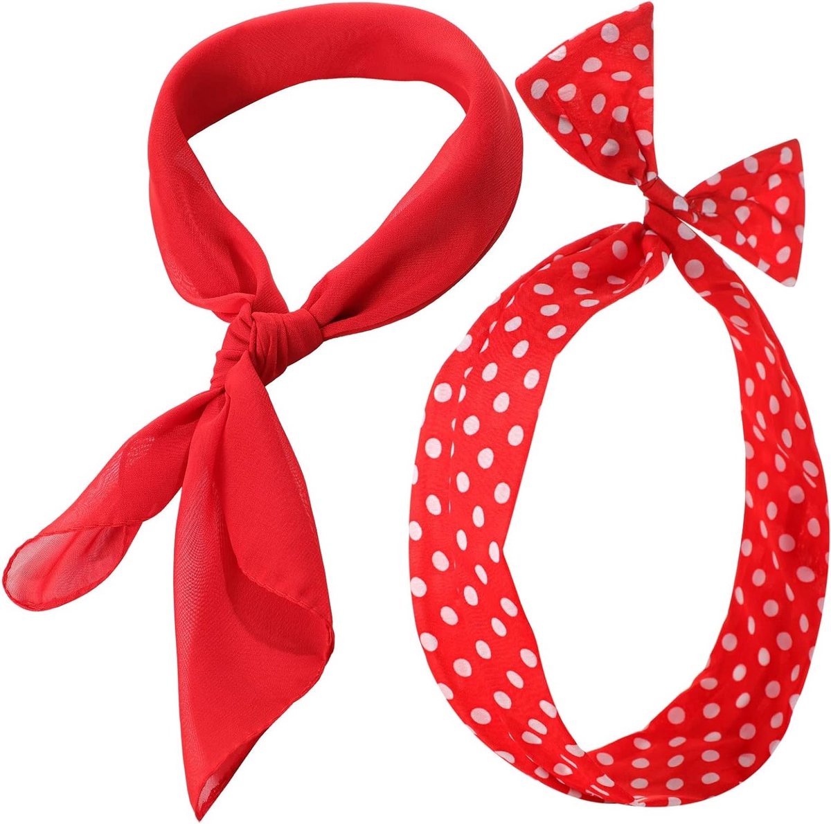 Retro 50's Kostuum Accessoires Set met Chiffon Sjaal en Polka Dot Hoofdband voor Vrouwen en Meisjes, Perfect voor Cosplay en Feestjes