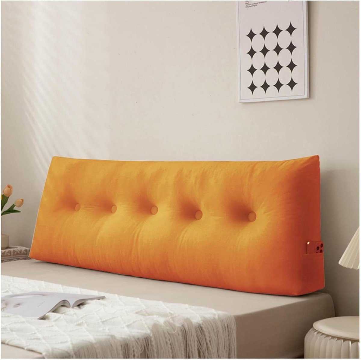 Driehoekig Rugkussen - Wigkussen Leeskussen - Comfort Verhogend - Ergonomisch Gebogen Ontwerp - 150 x 40 x 12 cm - Grijs