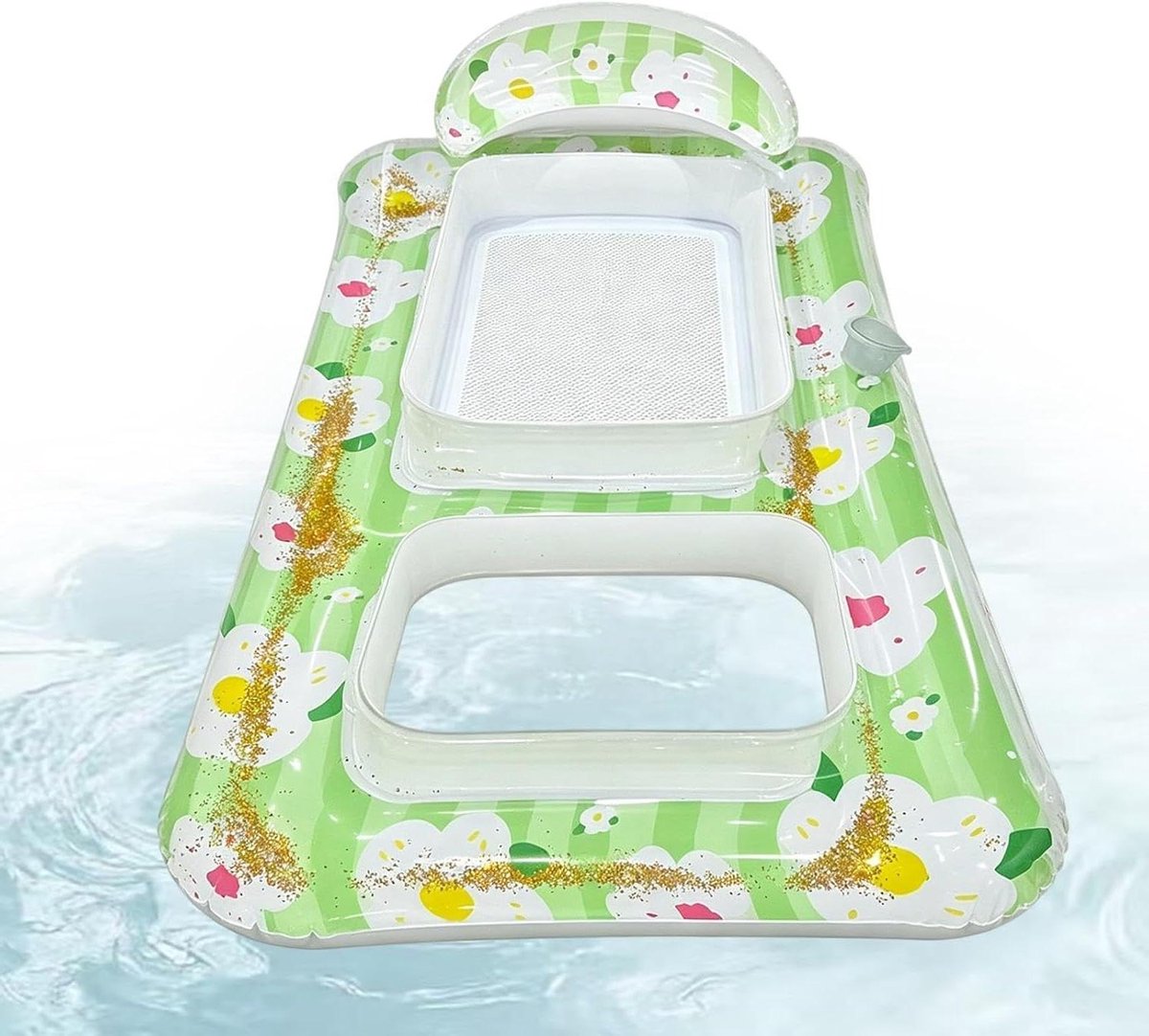 Opblaasbaar Ligbed - Luchtbed Zwembad - Ontspannen in Water - Met Bekerhouder - 155x83 cm - Groen