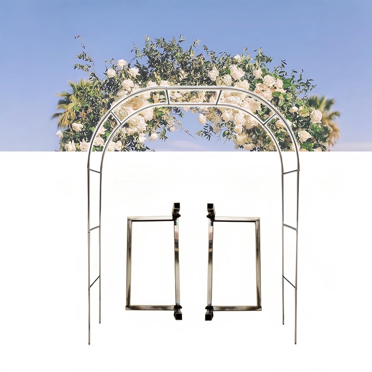 Tuinboog Metaal - Klimplant boog - Tuin Decoratie - Roestvrij Staal - 240 cm hoog - Zwart